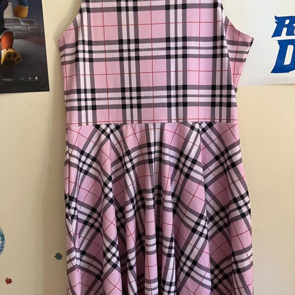 Blackmilk Tartan Sugar Scoop Skater Dress - Limited Style Pink & Black Plaid XL - Picture 8 of 13